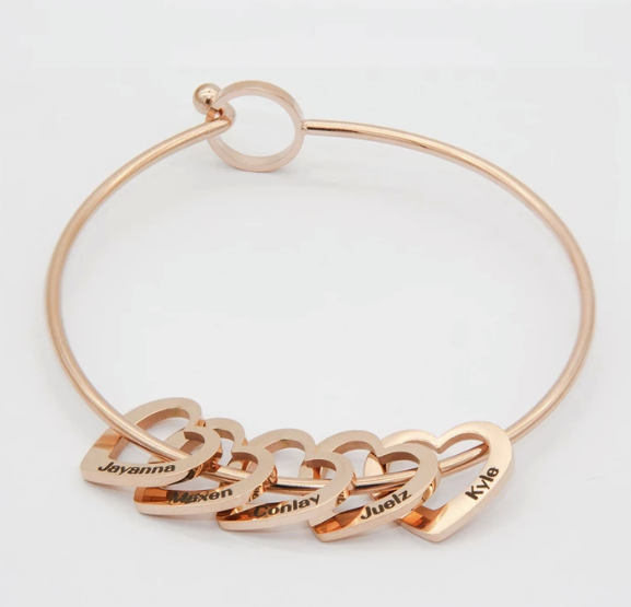 Love Bracelet Peach Heart Name Lettering Titanium Steel Bracelet