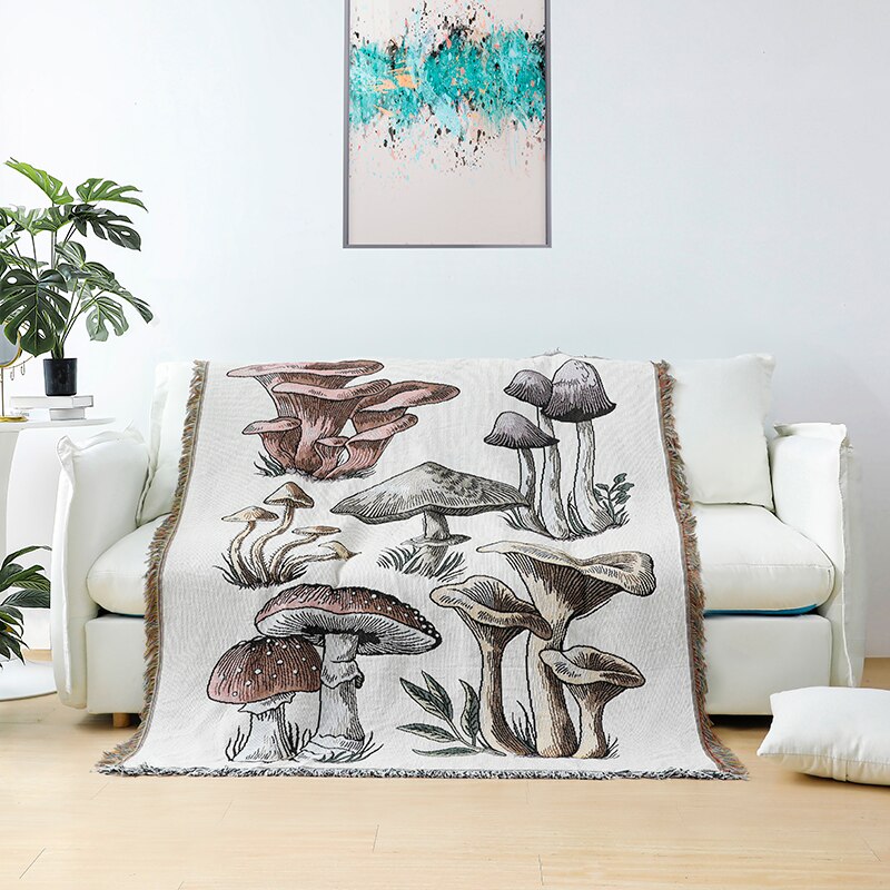 Casual Blanket Carpet Decoration  Mushroom Carpet Sofa Cover Leisure Wallhanging Single Tapestry Sofa Blanket Throw Blankets