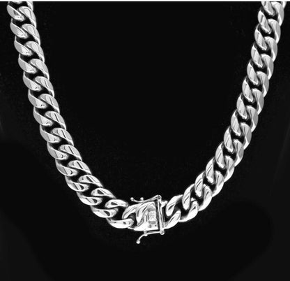 8mm/10mm/12mm/14mm Stainless Steel Curb Cuban Link Chain Punk Heavy Gold silver color  Plated Cuban Necklace For Men 30inch