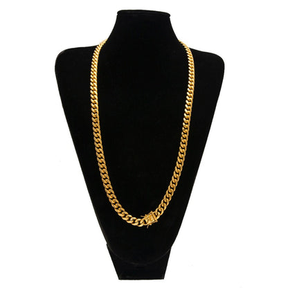 8mm/10mm/12mm/14mm Stainless Steel Curb Cuban Link Chain Punk Heavy Gold silver color  Plated Cuban Necklace For Men 30inch