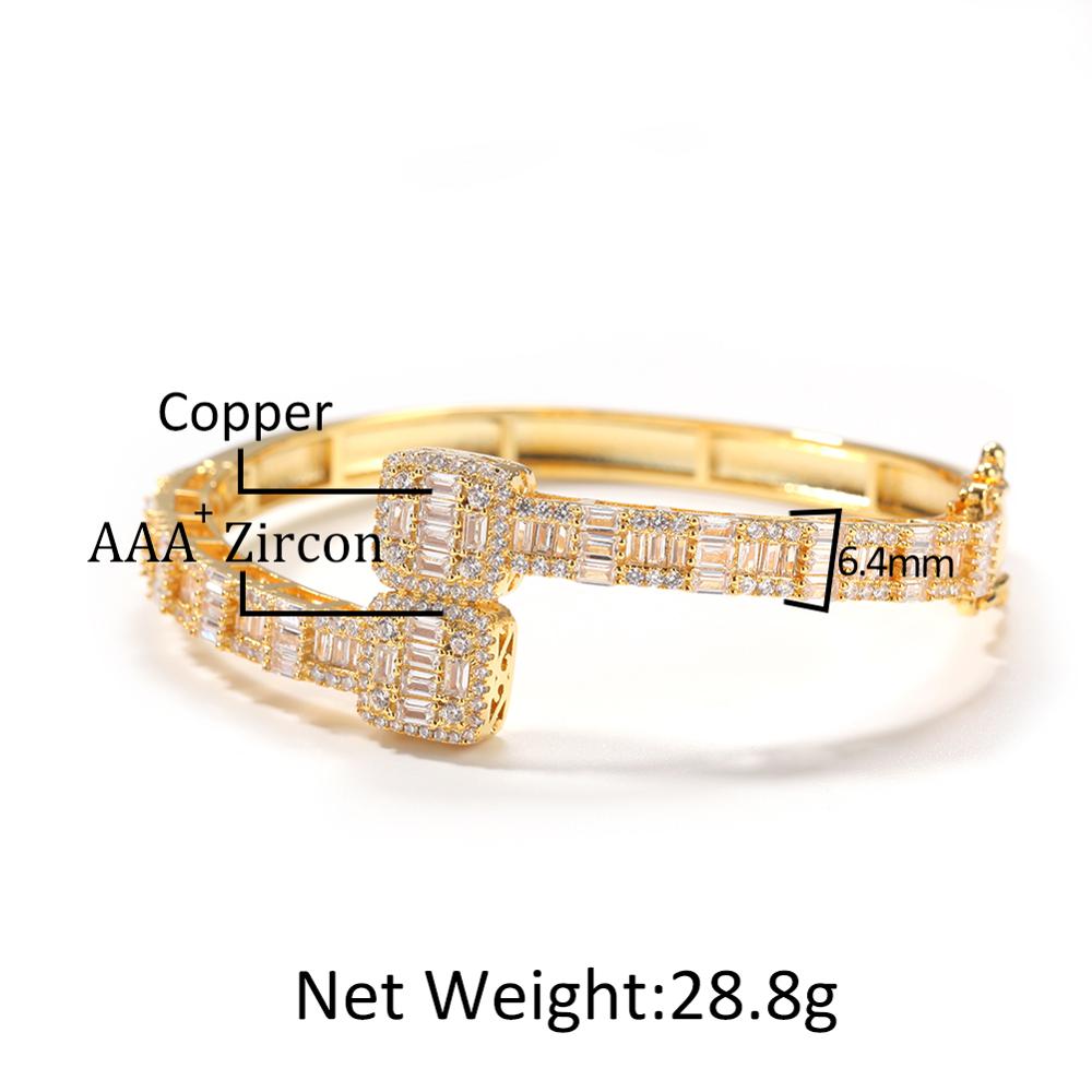 THE BLING KING CZ Custom Opened Square Zircon Bracelet Iced Out CZ  Bracelet Gold silver color For Men Luxury  Drop Shipping