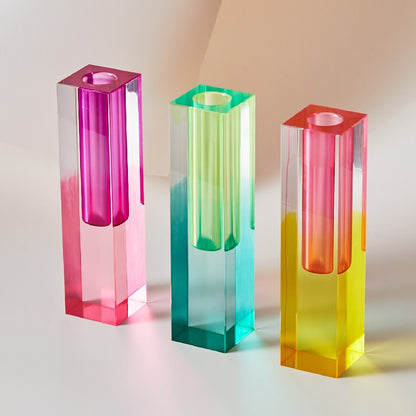 Floriddle Modern Rainbow Pillar Bud Vase Tabletop Glass Vases Luxury Decorative Acrylic Crystal Nordic Room Decoration Home