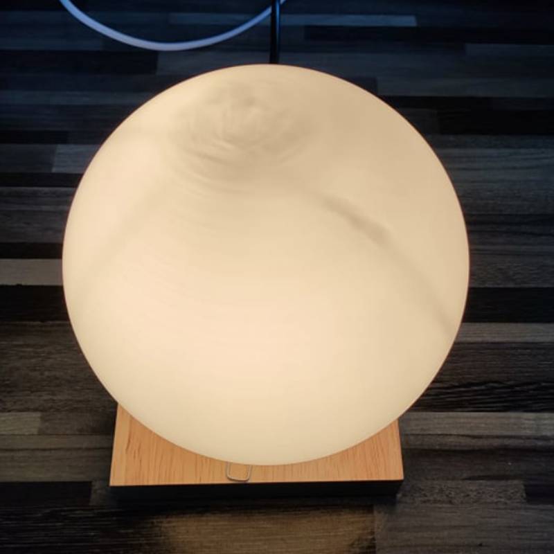 15cm Simple Glass Creative Warm Dimmer Night Lighting Desk Bedroom Bed Decoration Ball Wooden Small Round Desk Lamps  Home Decor