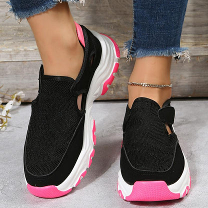 Mesh Sport Shoes Women Fashion Outdoor Flat Heel Round Toe Preppy Running Shoes