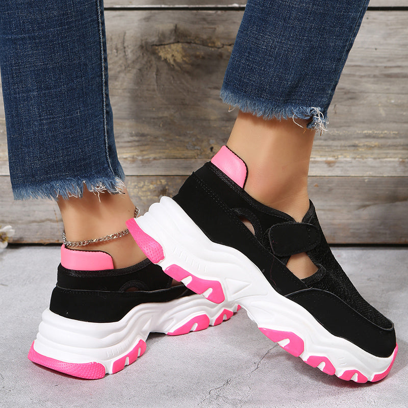 Mesh Sport Shoes Women Fashion Outdoor Flat Heel Round Toe Preppy Running Shoes