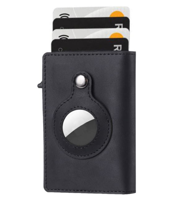 AirTag Wallet Anti Theft Bullet Card Bag Multi-functional Rfid Card Holder Men's Leather Slim Wallets For Airtag Air Tag